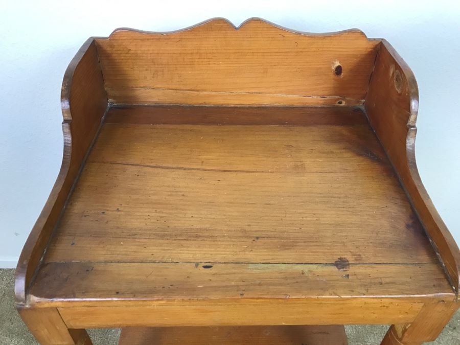 Early American Primitive Antique Pine Table With Lower Drawer Top Made From Nemasket Spring Water Wood Box 17'W X 14'D X 33'H [Photo 8]