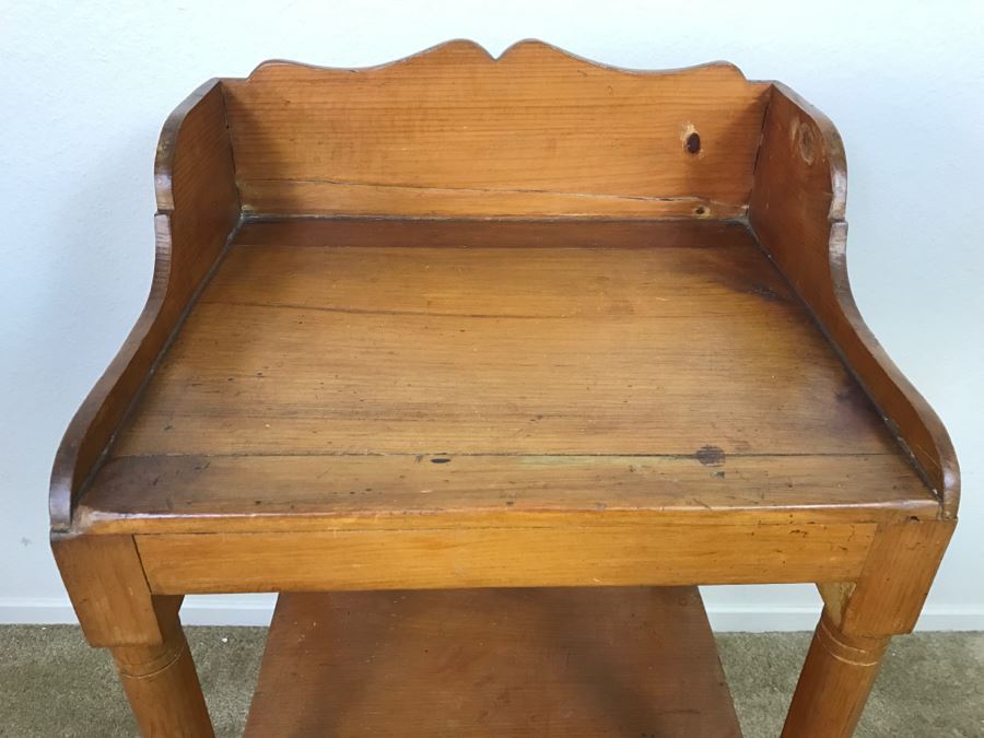 Early American Primitive Antique Pine Table With Lower Drawer Top Made From Nemasket Spring Water Wood Box 17'W X 14'D X 33'H [Photo 6]