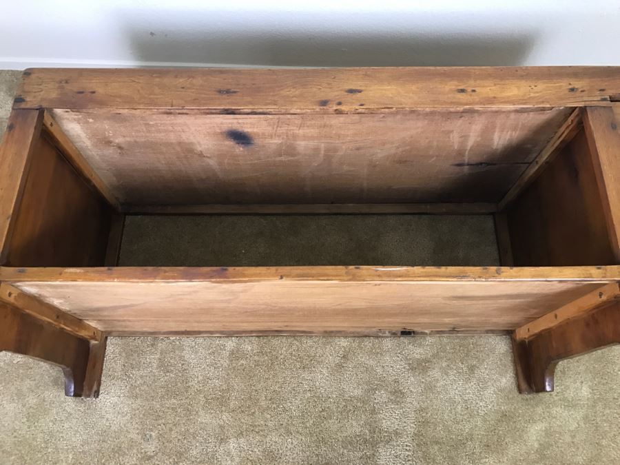 Antique Long Bench Coffee Table With Lower Shelf And Long Drawer 49'W X 19'D X 22'H [Photo 29]