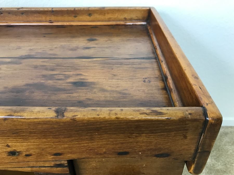 Antique Long Bench Coffee Table With Lower Shelf And Long Drawer 49'W X 19'D X 22'H [Photo 8]