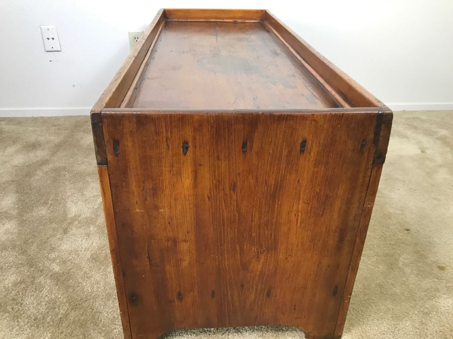 Antique Long Bench Coffee Table With Lower Shelf And Long Drawer 49'W X 19'D X 22'H [Photo 24]