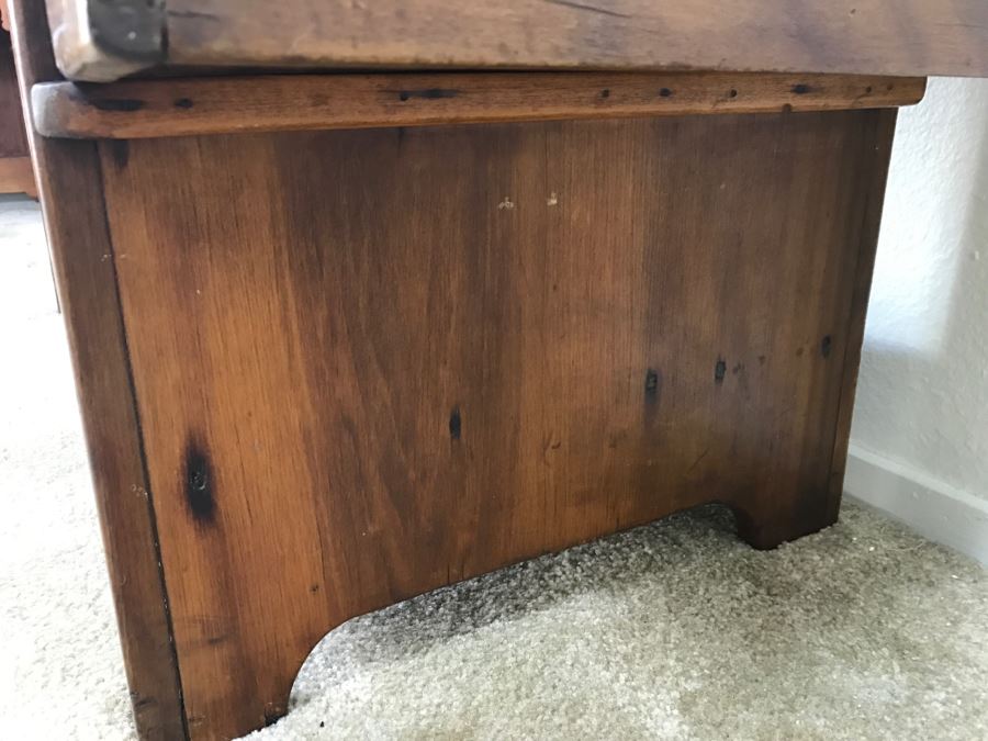 Antique Long Bench Coffee Table With Lower Shelf And Long Drawer 49'W X 19'D X 22'H [Photo 14]