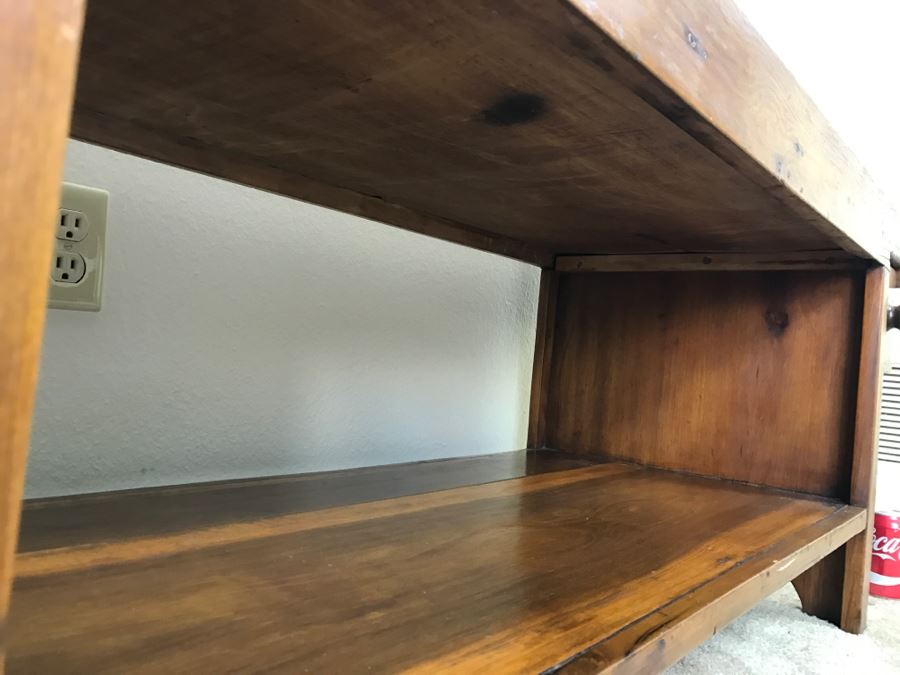 Antique Long Bench Coffee Table With Lower Shelf And Long Drawer 49'W X 19'D X 22'H [Photo 18]