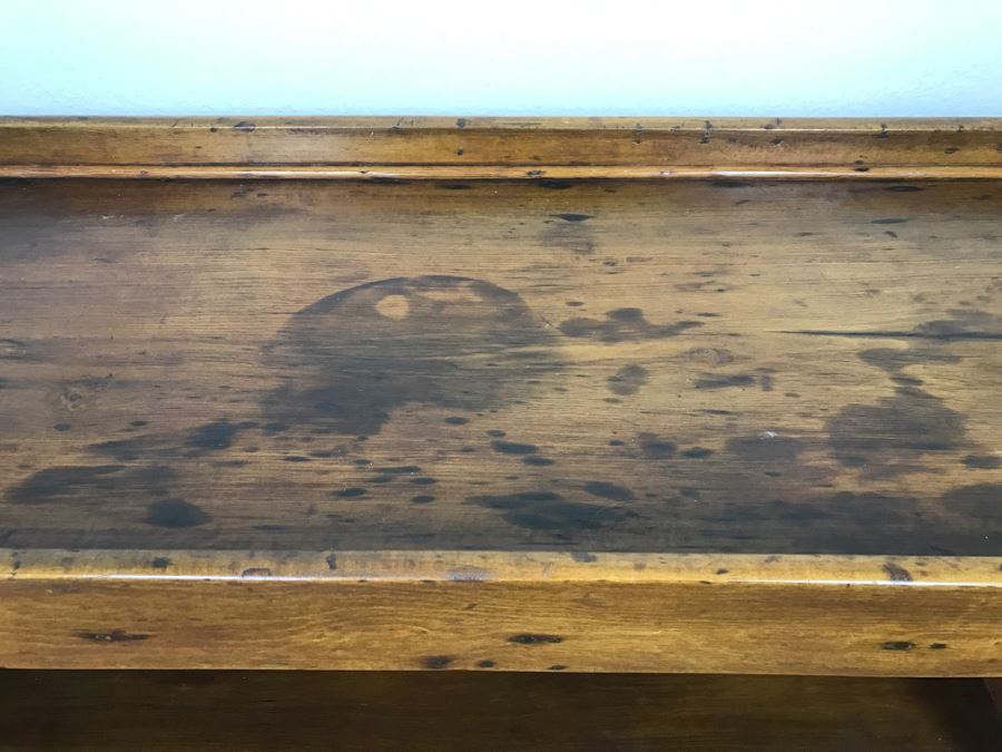 Antique Long Bench Coffee Table With Lower Shelf And Long Drawer 49'W X 19'D X 22'H [Photo 7]