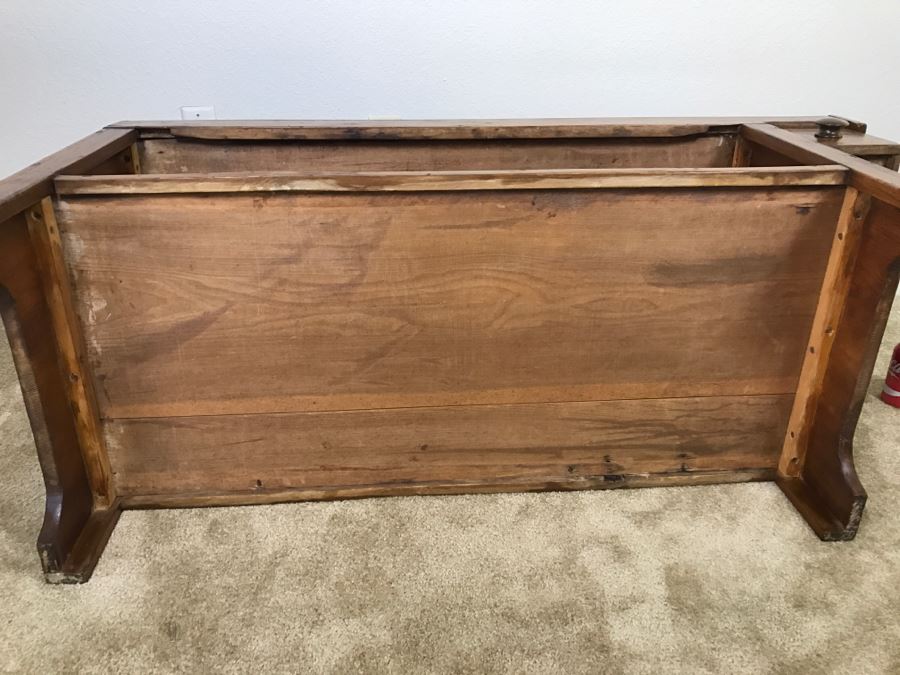 Antique Long Bench Coffee Table With Lower Shelf And Long Drawer 49'W X 19'D X 22'H [Photo 28]