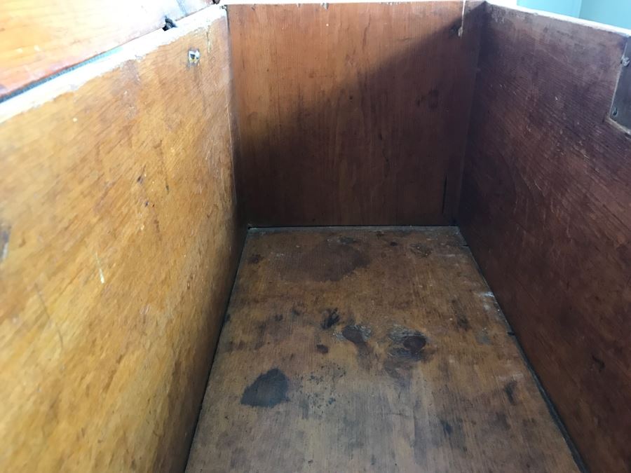 Early American Primitive Antique Pine Chest With Lower Drawer - Attached To Back Of Chest Are Newspaper Clippings About Liberation Of PERU War Dated 1825 - See Photos [Photo 23]