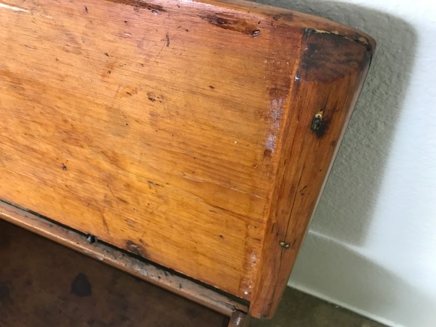Early American Primitive Antique Pine Chest With Lower Drawer - Attached To Back Of Chest Are Newspaper Clippings About Liberation Of PERU War Dated 1825 - See Photos [Photo 26]