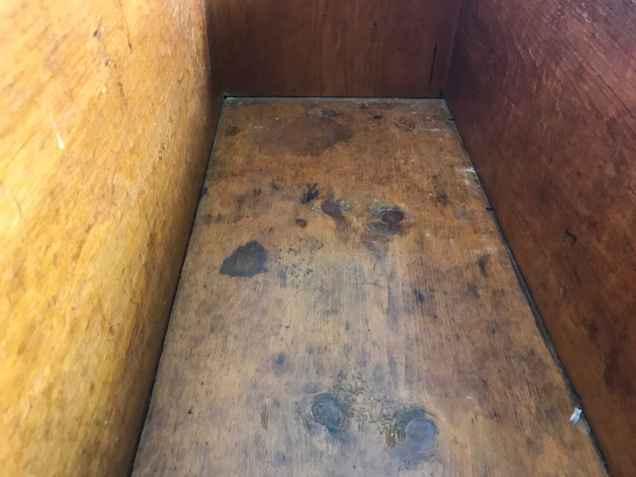 Early American Primitive Antique Pine Chest With Lower Drawer - Attached To Back Of Chest Are Newspaper Clippings About Liberation Of PERU War Dated 1825 - See Photos [Photo 22]