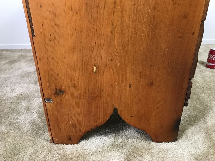 Early American Primitive Antique Pine Chest With Lower Drawer - Attached To Back Of Chest Are Newspaper Clippings About Liberation Of PERU War Dated 1825 - See Photos [Photo 32]