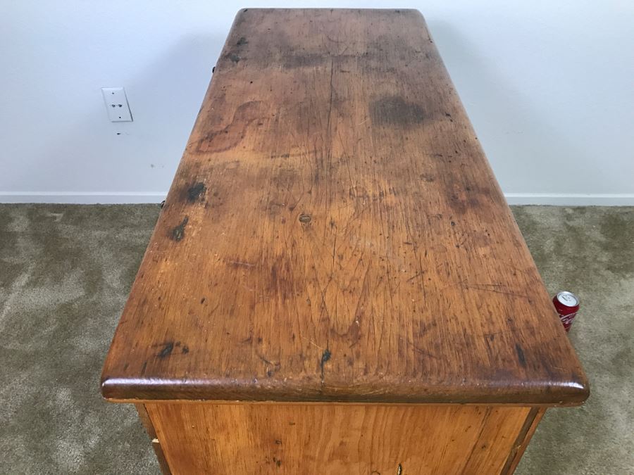 Early American Primitive Antique Pine Chest With Lower Drawer - Attached To Back Of Chest Are Newspaper Clippings About Liberation Of PERU War Dated 1825 - See Photos [Photo 46]
