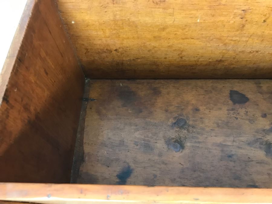 Early American Primitive Antique Pine Chest With Lower Drawer - Attached To Back Of Chest Are Newspaper Clippings About Liberation Of PERU War Dated 1825 - See Photos [Photo 21]