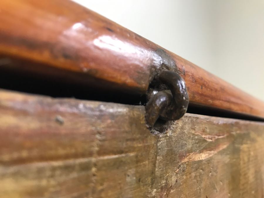 Early American Primitive Antique Pine Chest With Lower Drawer - Attached To Back Of Chest Are Newspaper Clippings About Liberation Of PERU War Dated 1825 - See Photos [Photo 43]