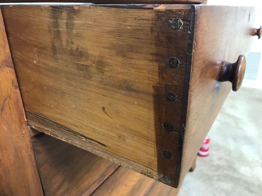 Antique Early American Primitive Pine Chest Of Drawers Dresser [Photo 8]