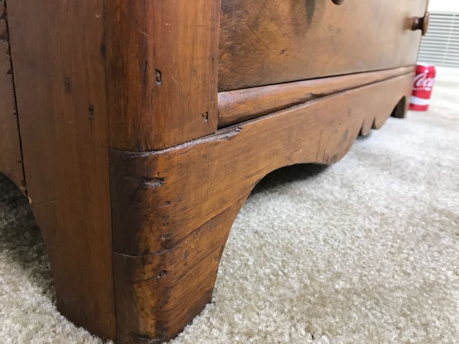 Antique Early American Primitive Pine Chest Of Drawers Dresser [Photo 16]
