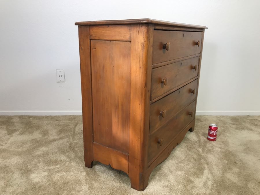 Antique Early American Primitive Pine Chest Of Drawers Dresser [Photo 18]