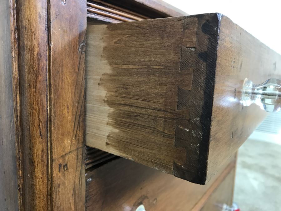 Primitive Antique Pine Wash Basin Chest Of Drawers On Casters 30'W X 16'D X 36'H [Photo 10]