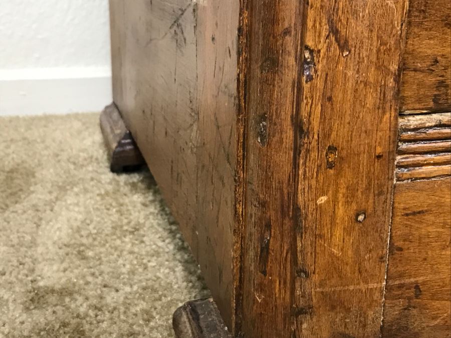 Primitive Antique Pine Wash Basin Chest Of Drawers On Casters 30'W X 16'D X 36'H [Photo 7]