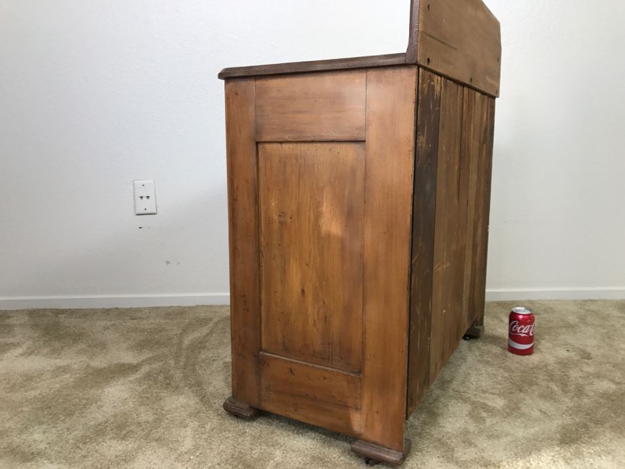 Primitive Antique Pine Wash Basin Chest Of Drawers On Casters 30'w X 16 