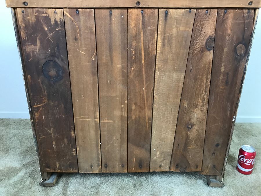 Primitive Antique Pine Wash Basin Chest Of Drawers On Casters 30'W X 16'D X 36'H [Photo 22]