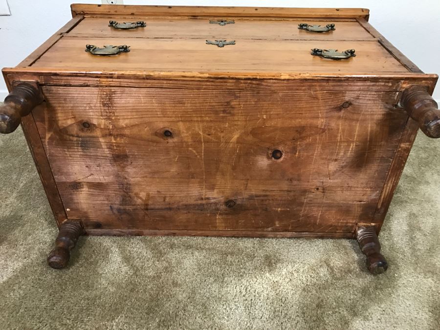 Primitive Antique Pine Chest Of Drawers - Originally Chest With Hinged Top 31.5'W X 17'D X 21'H [Photo 31]