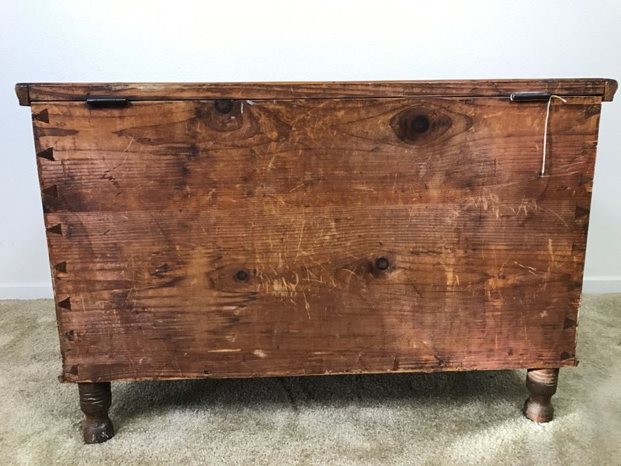 Primitive Antique Pine Chest Of Drawers - Originally Chest With Hinged Top 31.5'W X 17'D X 21'H [Photo 23]