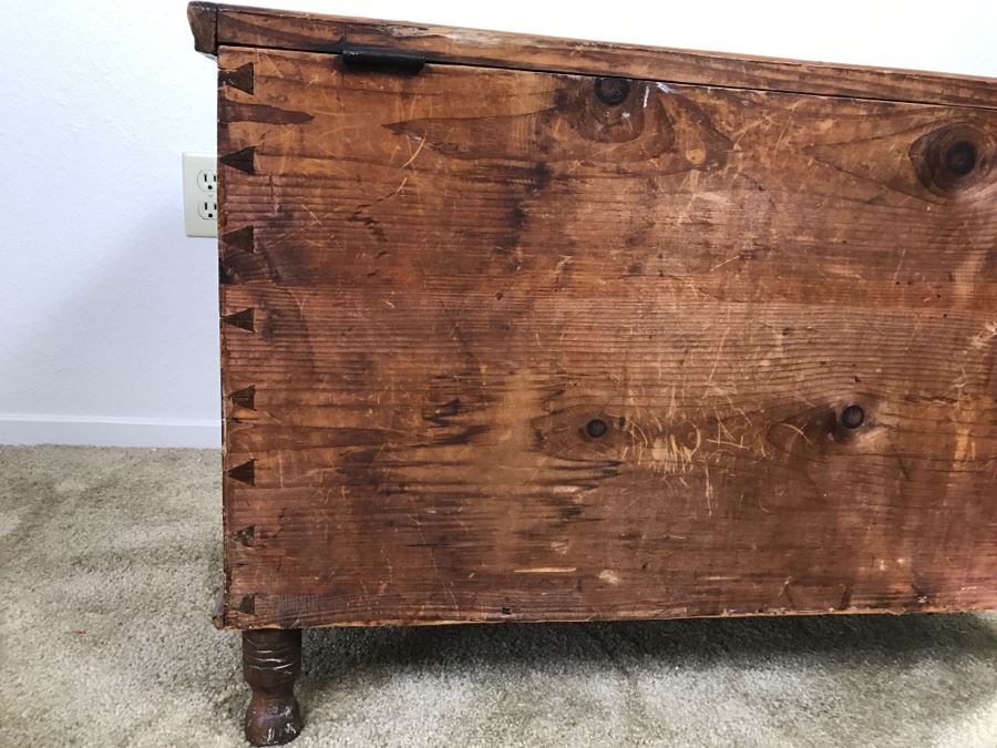 Primitive Antique Pine Chest Of Drawers - Originally Chest With Hinged Top 31.5'W X 17'D X 21'H [Photo 24]