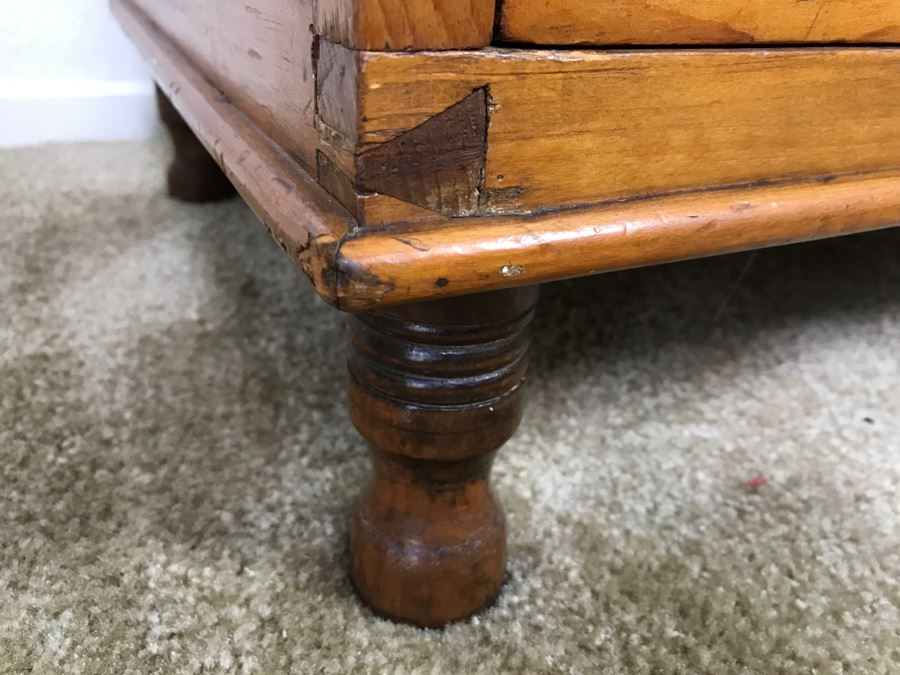 Primitive Antique Pine Chest Of Drawers - Originally Chest With Hinged Top 31.5'W X 17'D X 21'H [Photo 12]