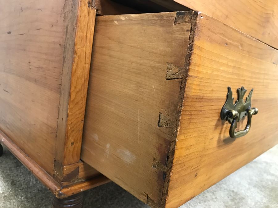 Primitive Antique Pine Chest Of Drawers - Originally Chest With Hinged Top 31.5'W X 17'D X 21'H [Photo 11]