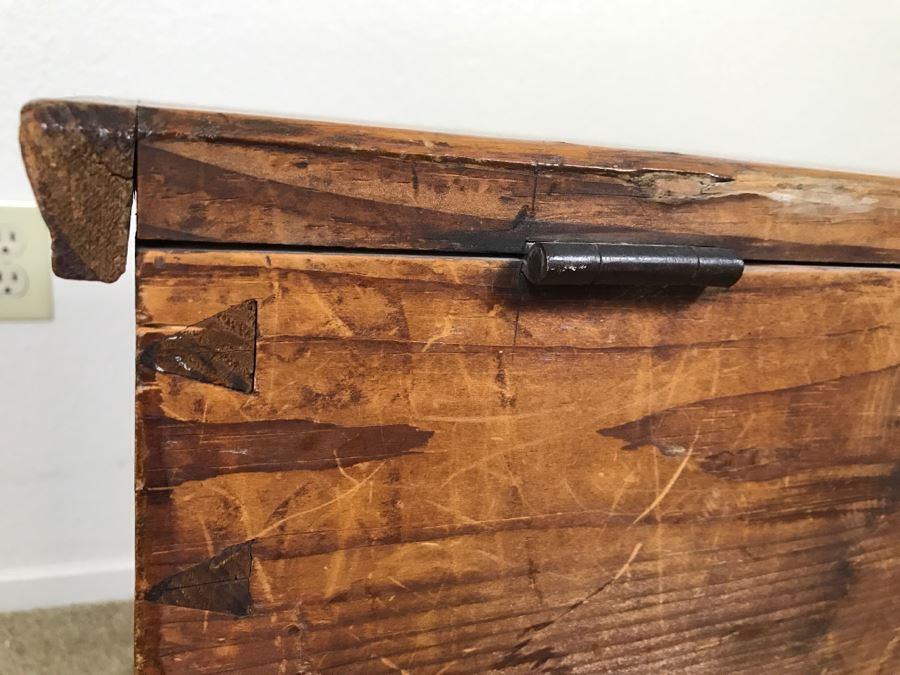 Primitive Antique Pine Chest Of Drawers - Originally Chest With Hinged Top 31.5'W X 17'D X 21'H [Photo 25]