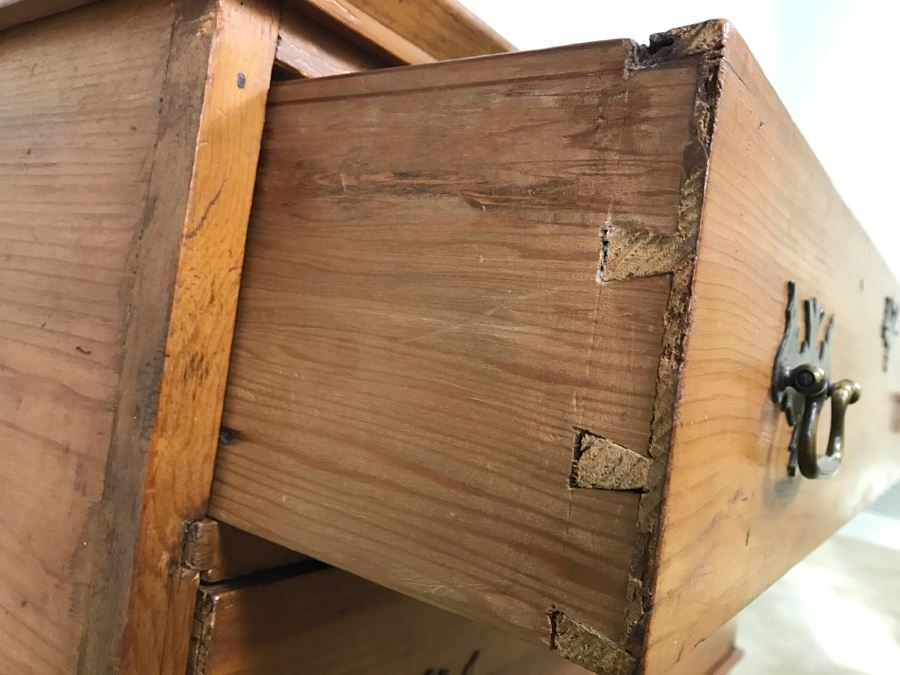 Primitive Antique Pine Chest Of Drawers - Originally Chest With Hinged Top 31.5'W X 17'D X 21'H [Photo 10]