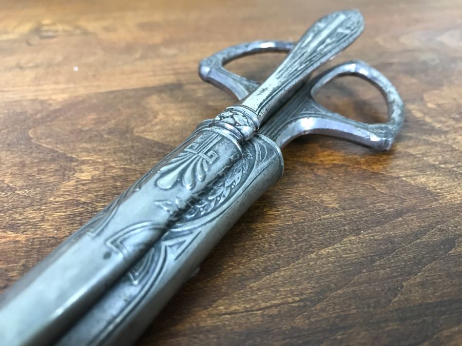 Ornate Antique Scissors And Letter Opener Set With Sheath Marked ROBT KLASS PRUSSIA [Photo 16]