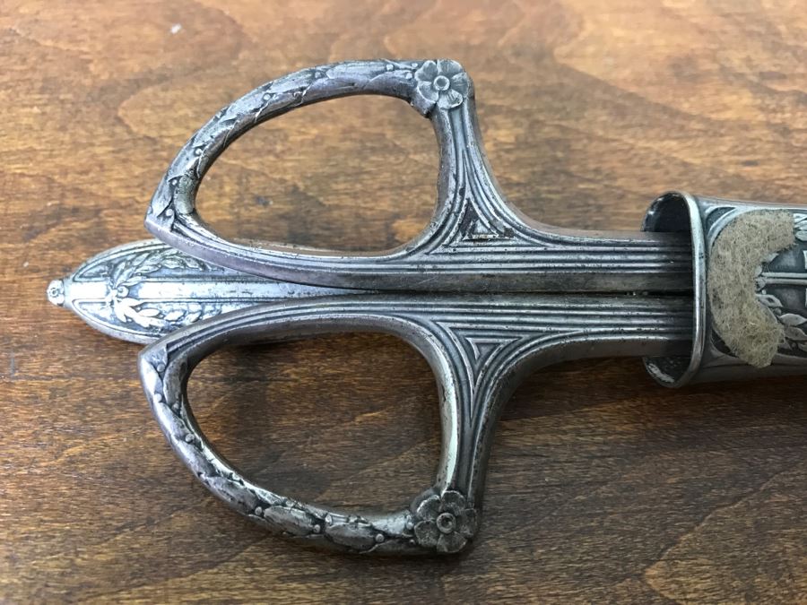 Ornate Antique Scissors And Letter Opener Set With Sheath Marked ROBT KLASS PRUSSIA [Photo 12]