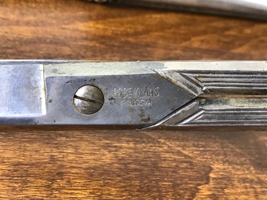 Ornate Antique Scissors And Letter Opener Set With Sheath Marked ROBT KLASS PRUSSIA [Photo 13]
