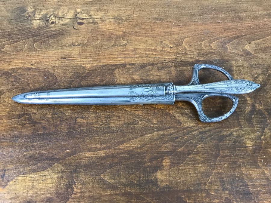 Ornate Antique Scissors And Letter Opener Set With Sheath Marked ROBT KLASS PRUSSIA [Photo 4]