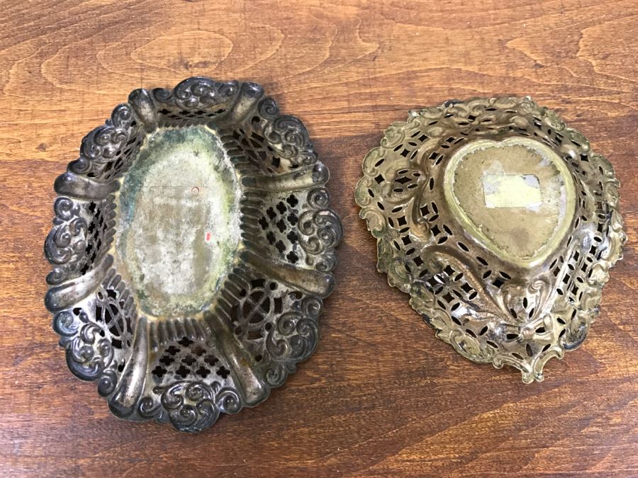 Pair Of Vintage Ornate Metal Nut Dishes [Photo 8]