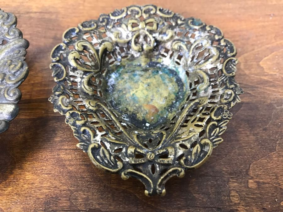 Pair Of Vintage Ornate Metal Nut Dishes [Photo 5]