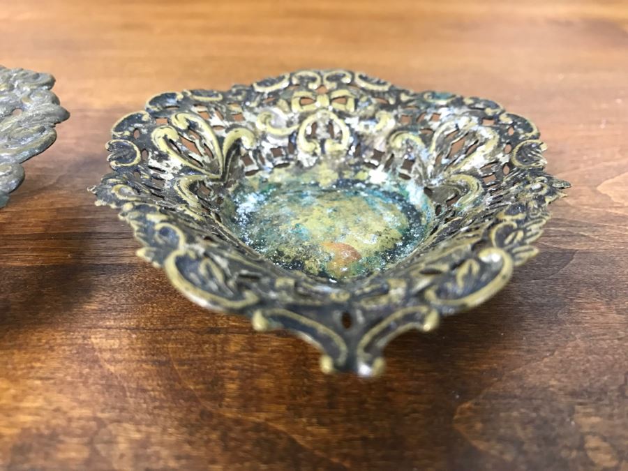 Pair Of Vintage Ornate Metal Nut Dishes [Photo 6]