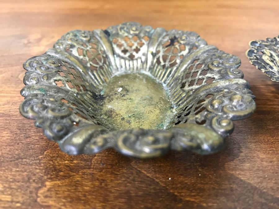 Pair Of Vintage Ornate Metal Nut Dishes [Photo 3]