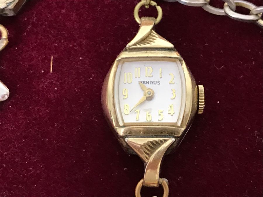 Nicely Framed Collection Of Vintage Mainly Gold Filled Ladies Watches [Photo 9]
