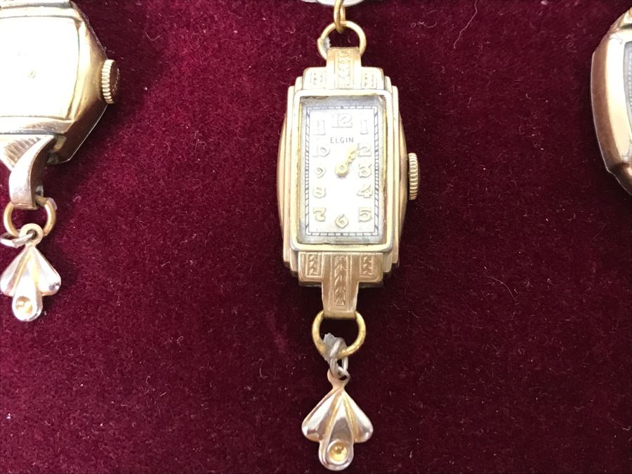 Nicely Framed Collection Of Vintage Mainly Gold Filled Ladies Watches [Photo 4]