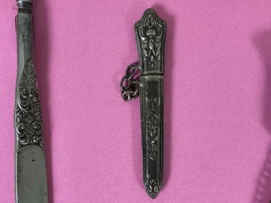 Nicely Framed Collection Of Vintage Women's Items Including Mesh Purse, Vintage Curling Iron And Letter Opener [Photo 10]