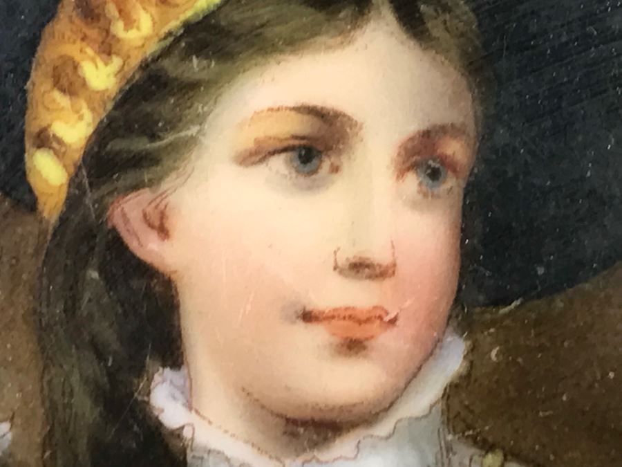 Framed Vintage Hand Painted Porcelain Portrait Of Woman [Photo 15]