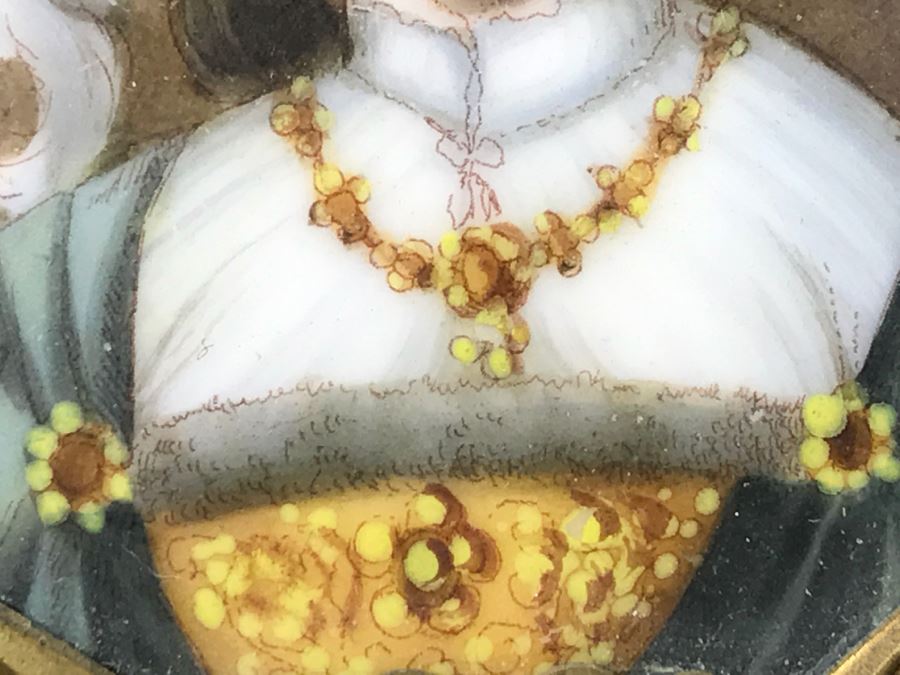 Framed Vintage Hand Painted Porcelain Portrait Of Woman [Photo 6]