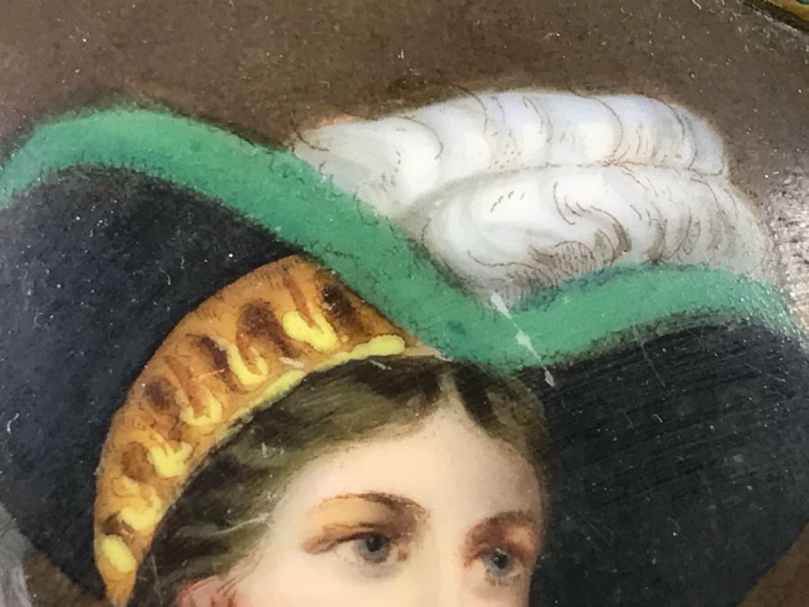 Framed Vintage Hand Painted Porcelain Portrait Of Woman [Photo 10]