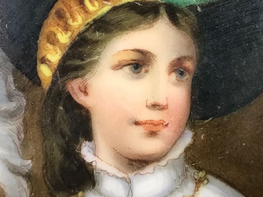 Framed Vintage Hand Painted Porcelain Portrait Of Woman [Photo 14]