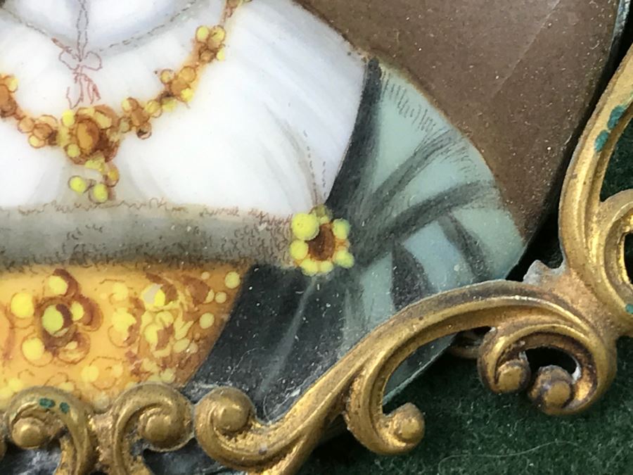 Framed Vintage Hand Painted Porcelain Portrait Of Woman [Photo 12]