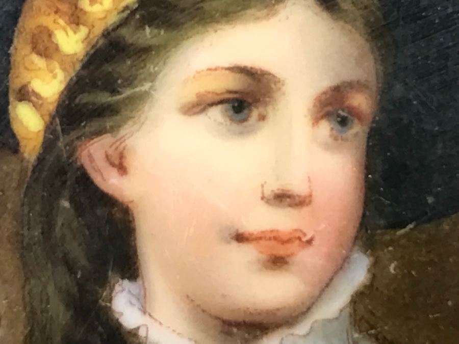 Framed Vintage Hand Painted Porcelain Portrait Of Woman [Photo 16]