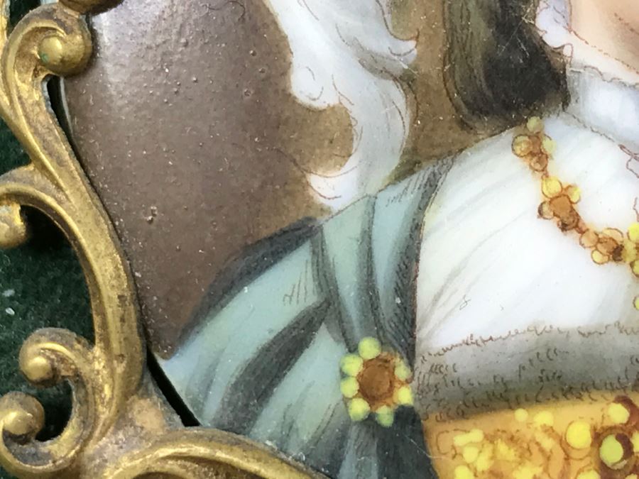 Framed Vintage Hand Painted Porcelain Portrait Of Woman [Photo 8]