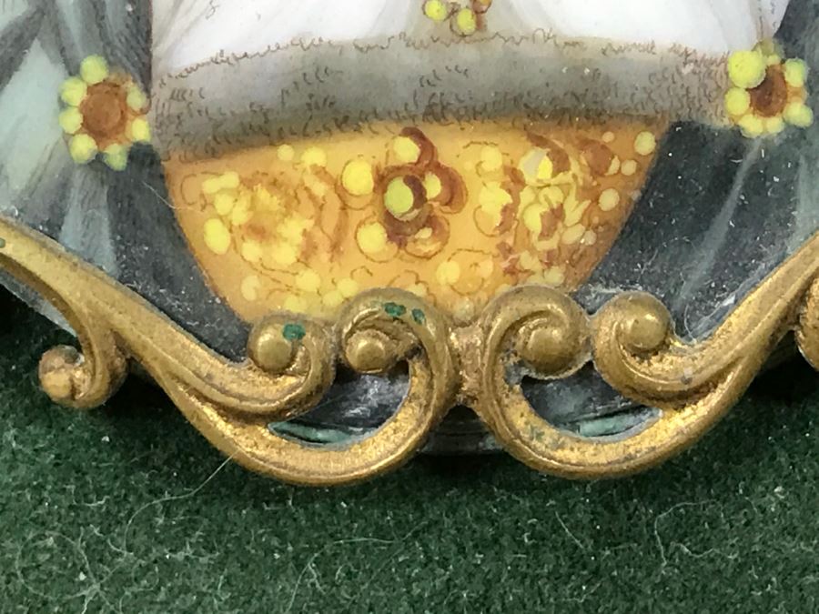 Framed Vintage Hand Painted Porcelain Portrait Of Woman [Photo 13]