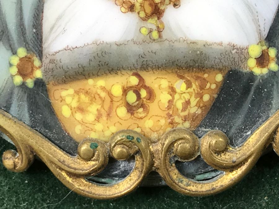 Framed Vintage Hand Painted Porcelain Portrait Of Woman [Photo 7]